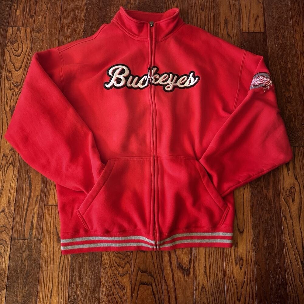 Vintage Champion Ohio State Buckeyes Full Zip Sweatshirt Jacket XXL Red Brutus